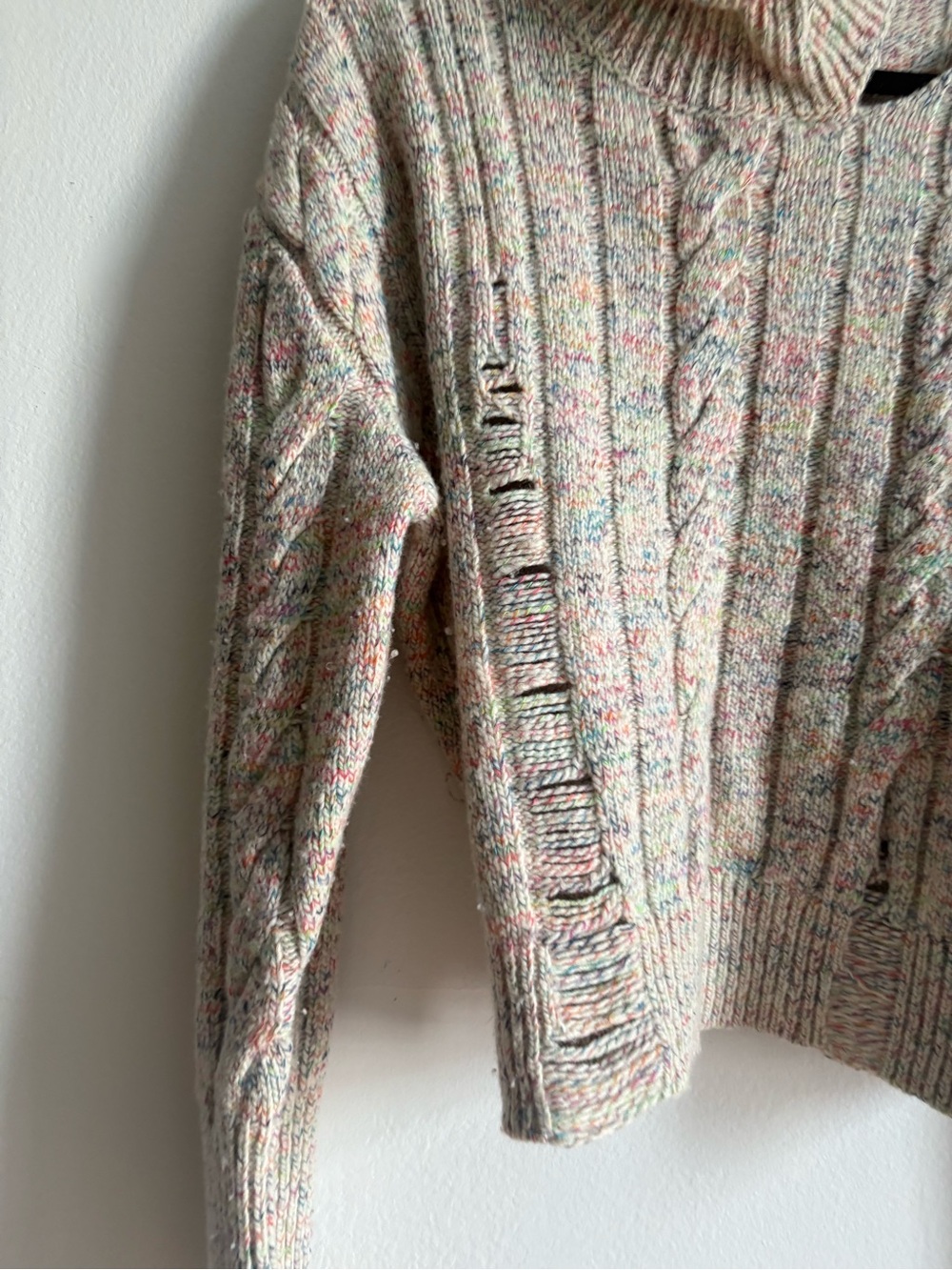 Haikure Sz S Clare Rainbow Wool Cotton Knit Cut Out Sweater - Picture 3 of 10